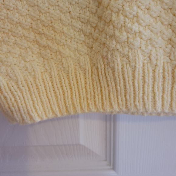 Pastel yellow knit handmade boatneck dolman sweater vintage small - Picture 4 of 6